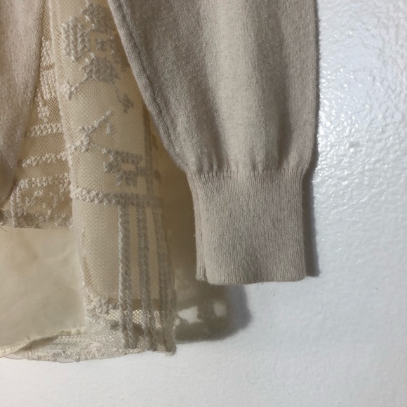 Anthropologie lightweight cream lace back sweater - Picture 4 of 7